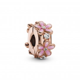 Daisy Pandora Rose clip with clear cubic zirconia and shaded pink enamel and silicone grip