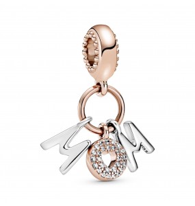 Mum Pandora Rose and sterling silver dangle with clear cubic zirconia