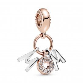 Mum Pandora Rose and sterling silver dangle with clear cubic zirconia