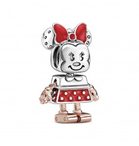 Disney Minnie robot sterling silver and Pandora Rose charm with red enamel