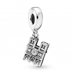 Notre Dame sterling silver dangle with clear cubic zirconia