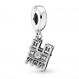 Notre Dame sterling silver dangle with clear cubic zirconia