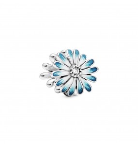 Daisy sterling silver charm with icy green crystal and clear cubic zirconia