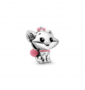 Disney Marie sterling silver charm with black and pink enamel