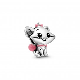 Disney Marie sterling silver charm with black and pink enamel