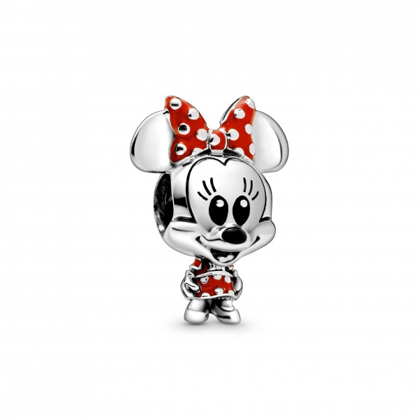 Disney Minnie sterling silver charm with red and