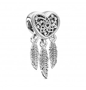 Dreamcatcher sterling silver heart charm