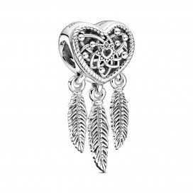 Dreamcatcher sterling silver heart charm