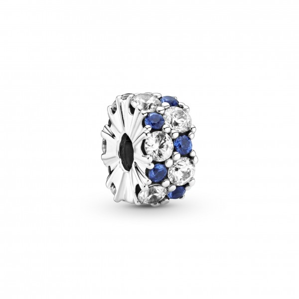 PANDORA Charm Clip Scintillant Incolore et Bleu - 799171C01