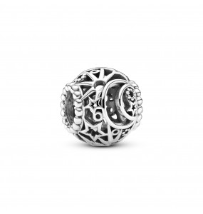 Moon and star sterling silver charm
