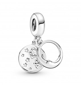 Moon and star sterling silver dangle with clear cubic zirconia