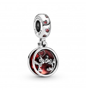 Disney Mickey and Minnie sterling silver dangle with red cubic zirconia and red enamel