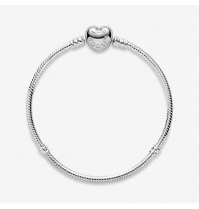 Bracelet Moments en Argent 925/1000e, Fermoir Coeur - 18 cm