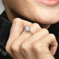 Pandora - Bague halo scintillant rond métal gris et oxyde de zirconium - Ref 196250CZ-52