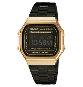 Montre Unisexe CASIO Collection Retro Mirror PVD Noir Acier Doré - A168WEGB-1BEF