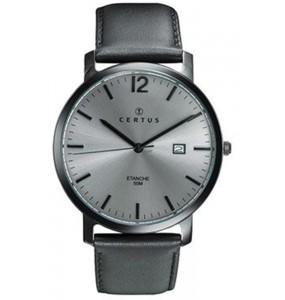 Montre Homme CERTUS Cuir Noir Cadran Gris - 611169