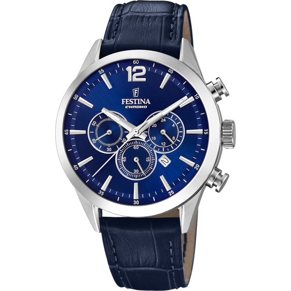 Montre Homme Festina AW21 en Cuir Bleu Ref F20542/2 Montre Homme Festina AW21 en Cuir Bleu Ref F20542/2