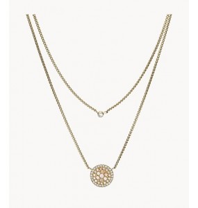 Collier Femme Fossil JF03253710 - Collection WHITE MOSAIC X VINTAGE GLITZ style Tendance avec acier et nacre