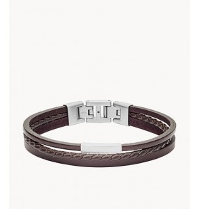 Bracelet Fossil Cuir marron Collection Multi-Strand JF03323040