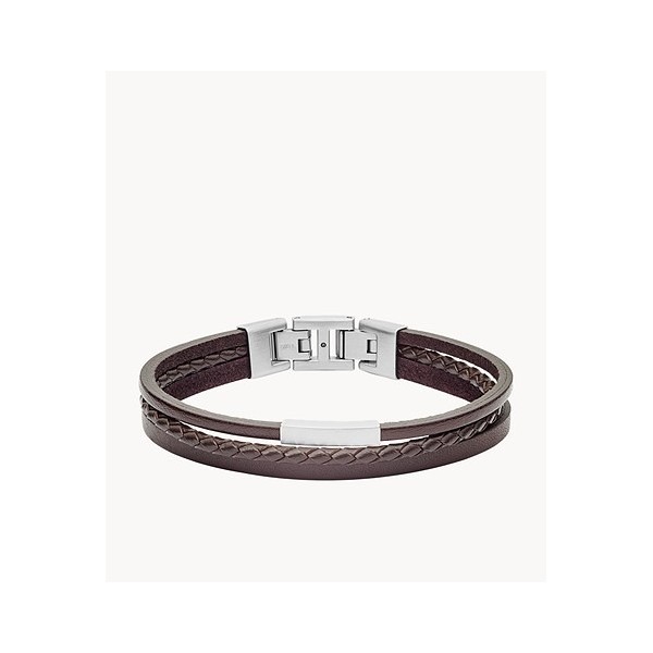 Bracelet Fossil Cuir marron Collection Multi-Strand JF03323040