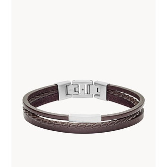 Bracelet Fossil Cuir marron Collection Multi-Strand JF03323040