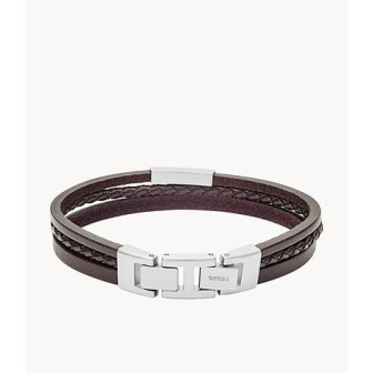 Bracelet Fossil Cuir marron Collection Multi-Strand JF03323040