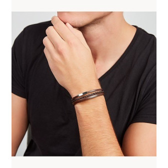 Bracelet Fossil Cuir marron Collection Multi-Strand JF03323040