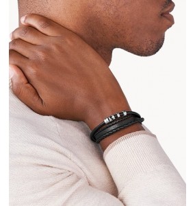 Bracelet Homme Fossil JF03183040 - Collection NA VINTAGE Montre style Tendance avec cuir et acier