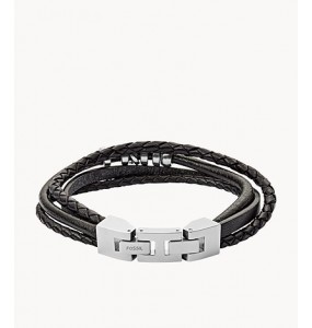 Bracelet Homme Fossil JF03183040 - Collection NA VINTAGE Montre style Tendance avec cuir et acier