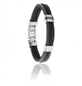 Bracelet Fossil Cuir noir Collection Leather Essentials JF03686040