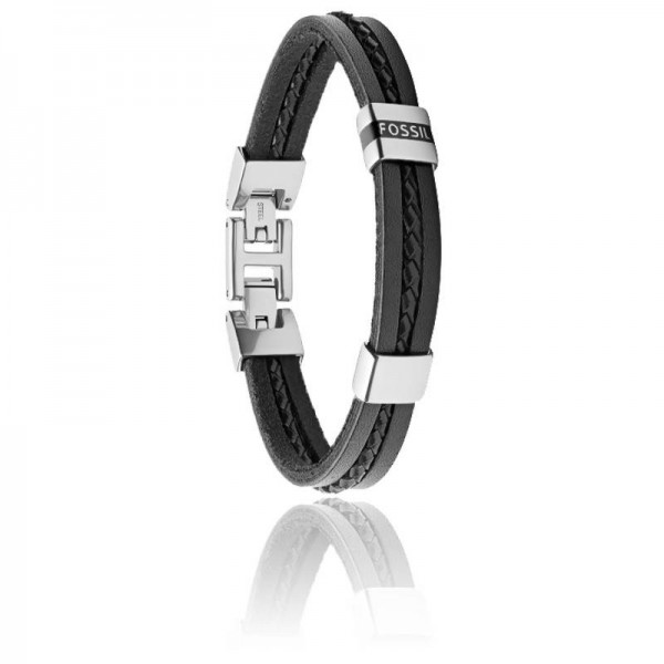 Bracelet Fossil Cuir noir Collection Leather Essentials JF03686040