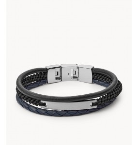 Bracelet Homme Fossil JF03186040 - Collection DEFENDER VINTAGE Montre style Tendance avec acier et cuir