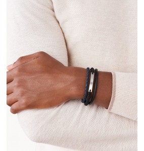 Bracelet Homme Fossil JF03186040 - Collection DEFENDER VINTAGE Montre style Tendance avec acier et cuir