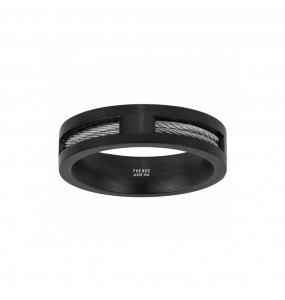 Bague Homme PHEBUS acier et câble 15-0327-58 - Taille 58