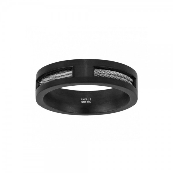 Bague Homme PHEBUS acier et câble 15-0327-58 - Taille 58