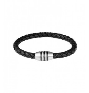 Bracelet Homme PHEBUS cuir noir tréssé - 35/0841