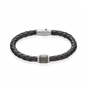 Bracelet Homme PHEBUS en acier et cuir - 35-0747