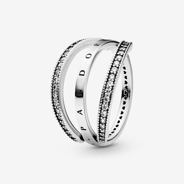 Bague Signature PANDORA et Coeurs Taille 56