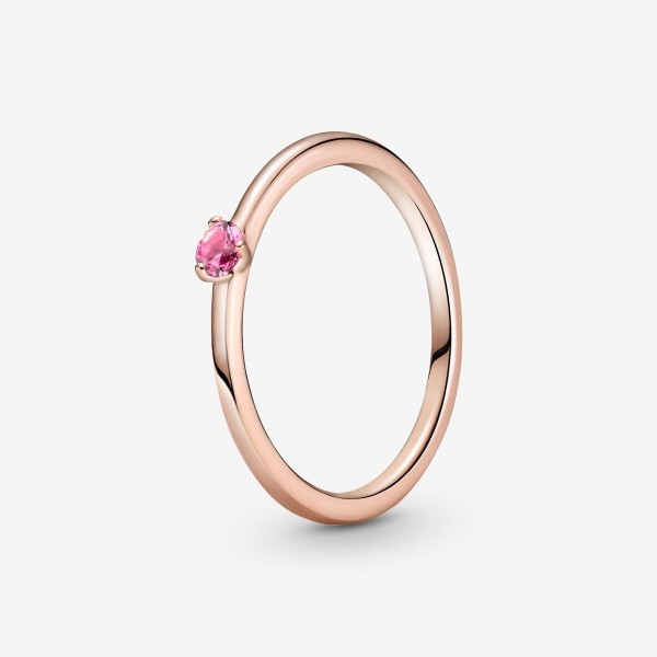 Bague Solitaire PANDORA Or Rose Pierre Rose Taille 54