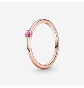 Bague Solitaire PANDORA Or Rose Pierre Rose Taille 56