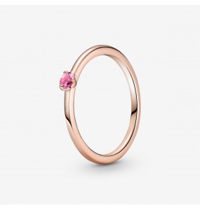 Bague Solitaire PANDORA Or Rose Pierre Rose Taille 56