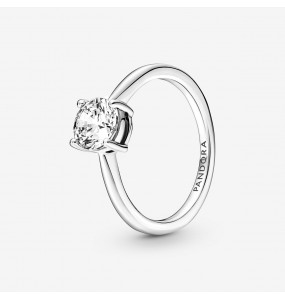 Bague Solitaire Scintillante PANDORA Argent Pierre Incolore Taille 52