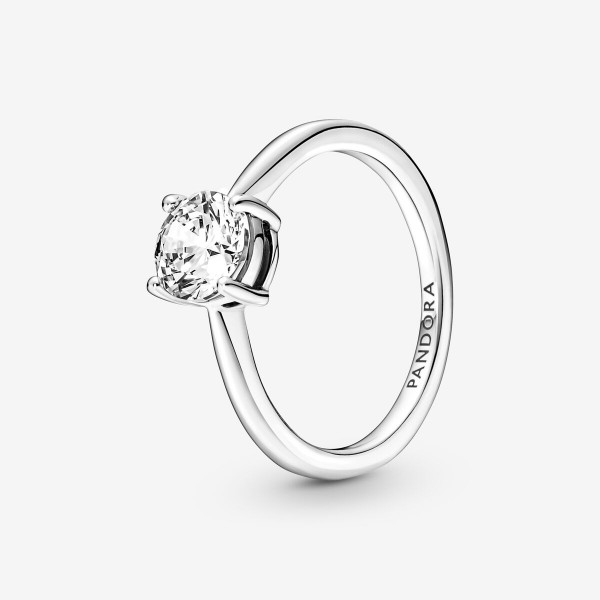 Bague Solitaire Scintillante PANDORA Argent Pierre Incolore Taille 52