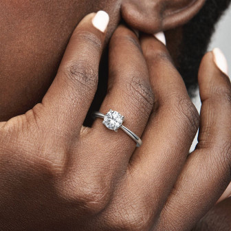 Bague Solitaire Scintillante PANDORA Argent Pierre Incolore Taille 52