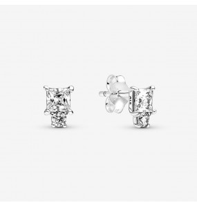 Boucle d'Oreilles Rondes et Carrées PANDORA Scintillantes