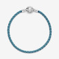 Bracelet en Cuir Tressé PANDORA Turquoise Fermoir Coquillage 17,5 cm Bracelet en Cuir Tressé PANDORA Turquoise Fermoir Coquillage 17,5 cm