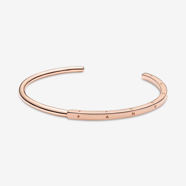 Bracelet Jonc I-D PANDORA Signature Or Rose 16cm Bracelet Jonc I-D PANDORA Signature Or Rose 16cm