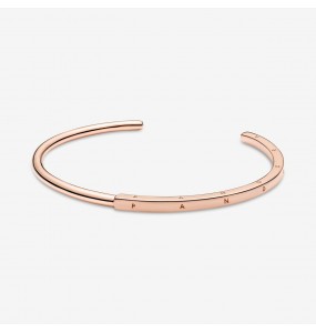 Bracelet Jonc I-D PANDORA Signature Or Rose 17,5cm