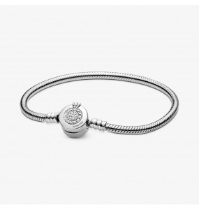 Bracelet Maille Serpent PANDORA Moments O Couronné 19cm - 599046C01-19