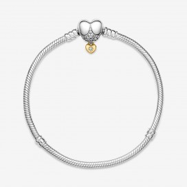 Bracelet Mailles Serpent PANDORA Fermoir Coeur Princesses Disney 17cm